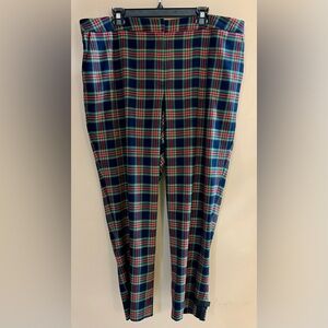 Talbots 18WP Tartan Plaid Pants in Red and Navy Blue, EUC